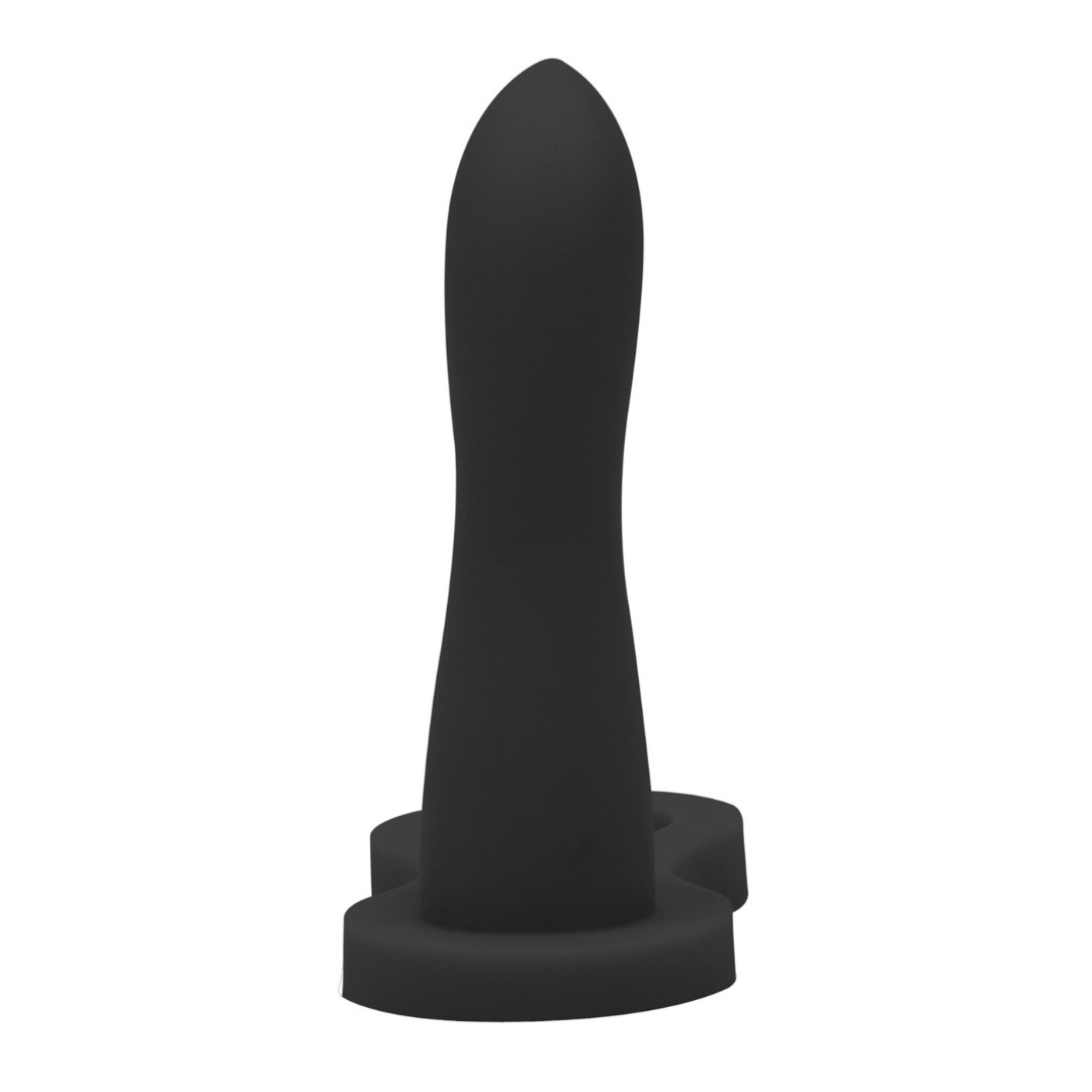 Anel Companheiro Curvo preto, vista frontal em �ngulo, mostrando o material flex�vel e o design ergon�mico