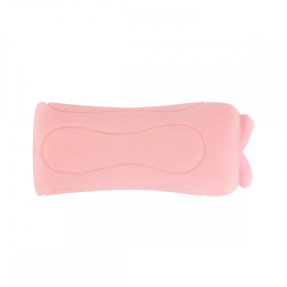 Masturbador Masculino em Cyberskin Formato Boca com Textura Interna Bege, vista de baixo mostrando a parte externa