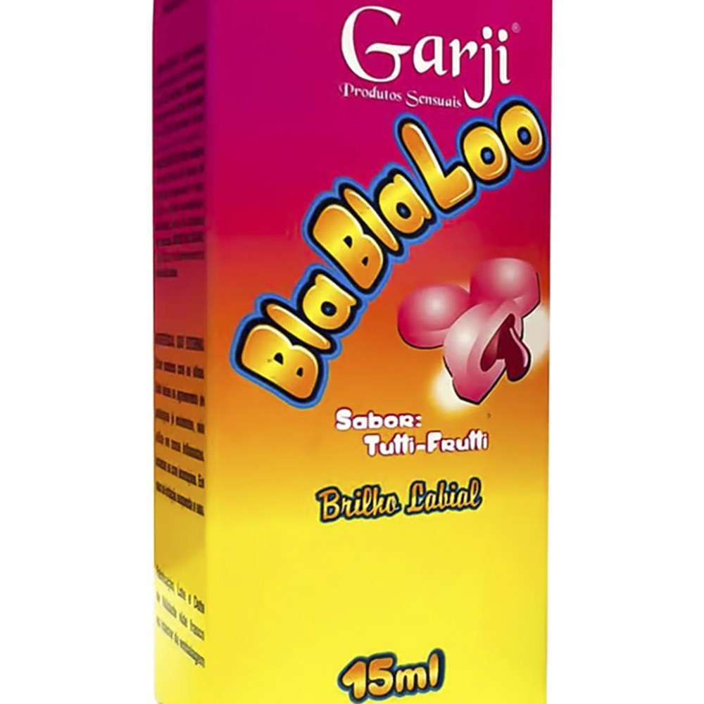 Bisnaga do Gel do Beijo Brilho Labial Comest�vel BlaBlaLoo Tutti-Frutti 15ml, em vista frontal