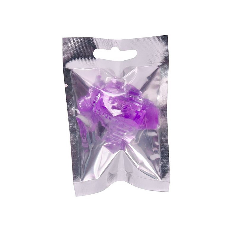 Estimulador Dedeira em Silicone Roxo, vista superior geral com o vibrador desligado