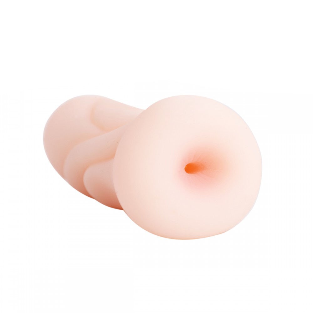 Masturbador Masculino em Cyberskin Formato �nus com Textura Interna Bege, vis�o de um dos orif�cios com detalhes da simula��o