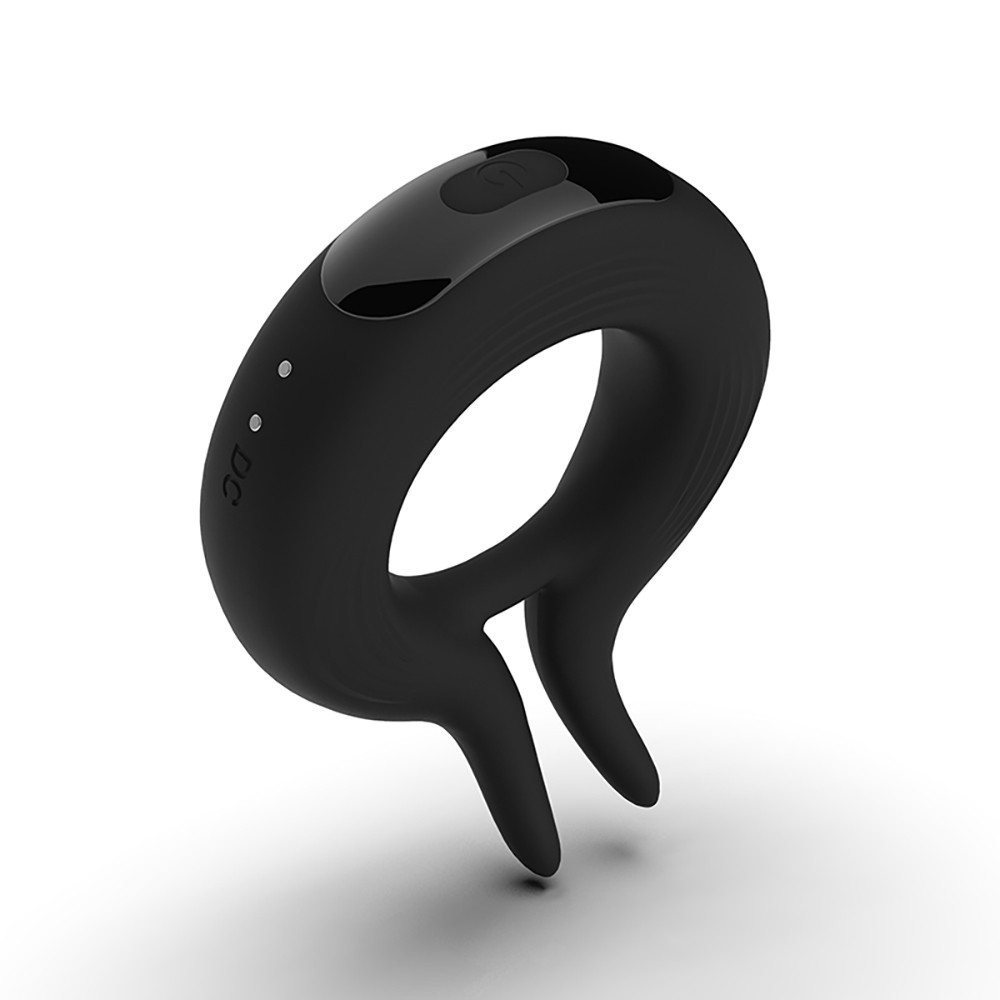 Anel Peniano Jack Preto em Silicone com Vibra��o | Vista Detalhada do Carregamento