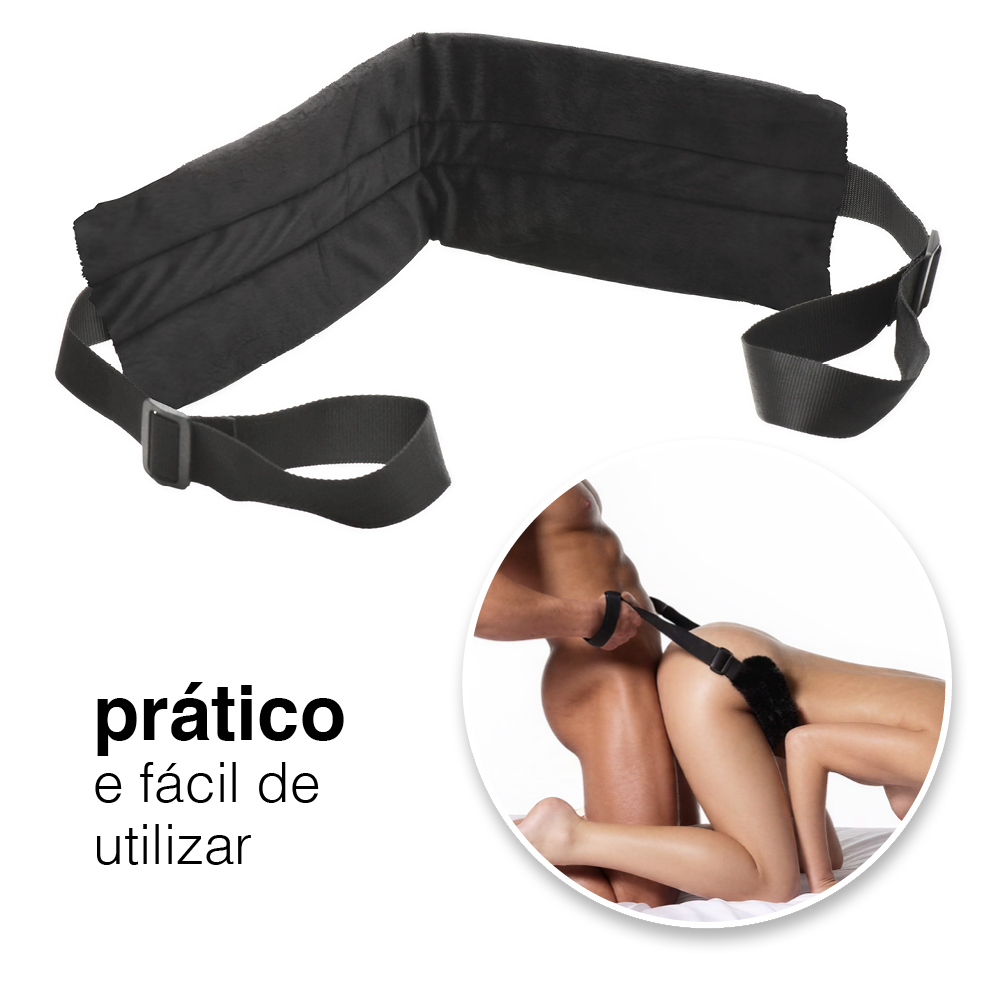Faixa Er�tica de Sustenta��o Preta vista de cima, mostrando a parte interna de pel�cia
