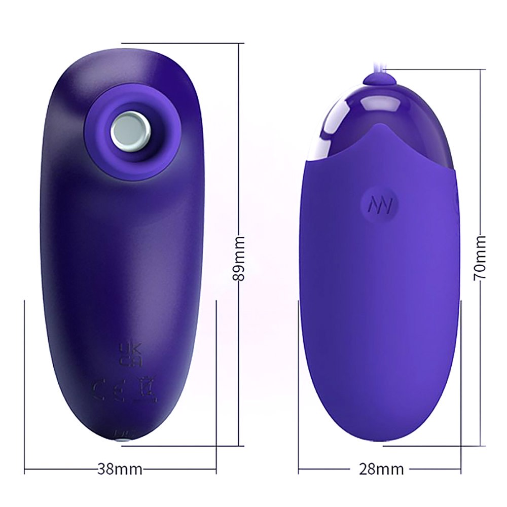 Detalhe do bocal do sugador de clit�ris do Vibrador Bullet Recarreg�vel 12 Vibra��es e 4 Pulsa��es Controle sem Fio 2 em 1 Orthus-Youth Roxo