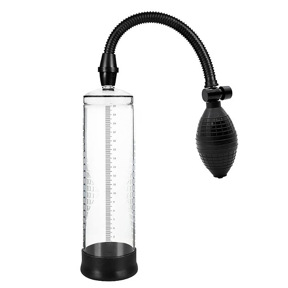 Bomba Peniana Manual de 20cm com Bocal de Silicone Transparente em destaque