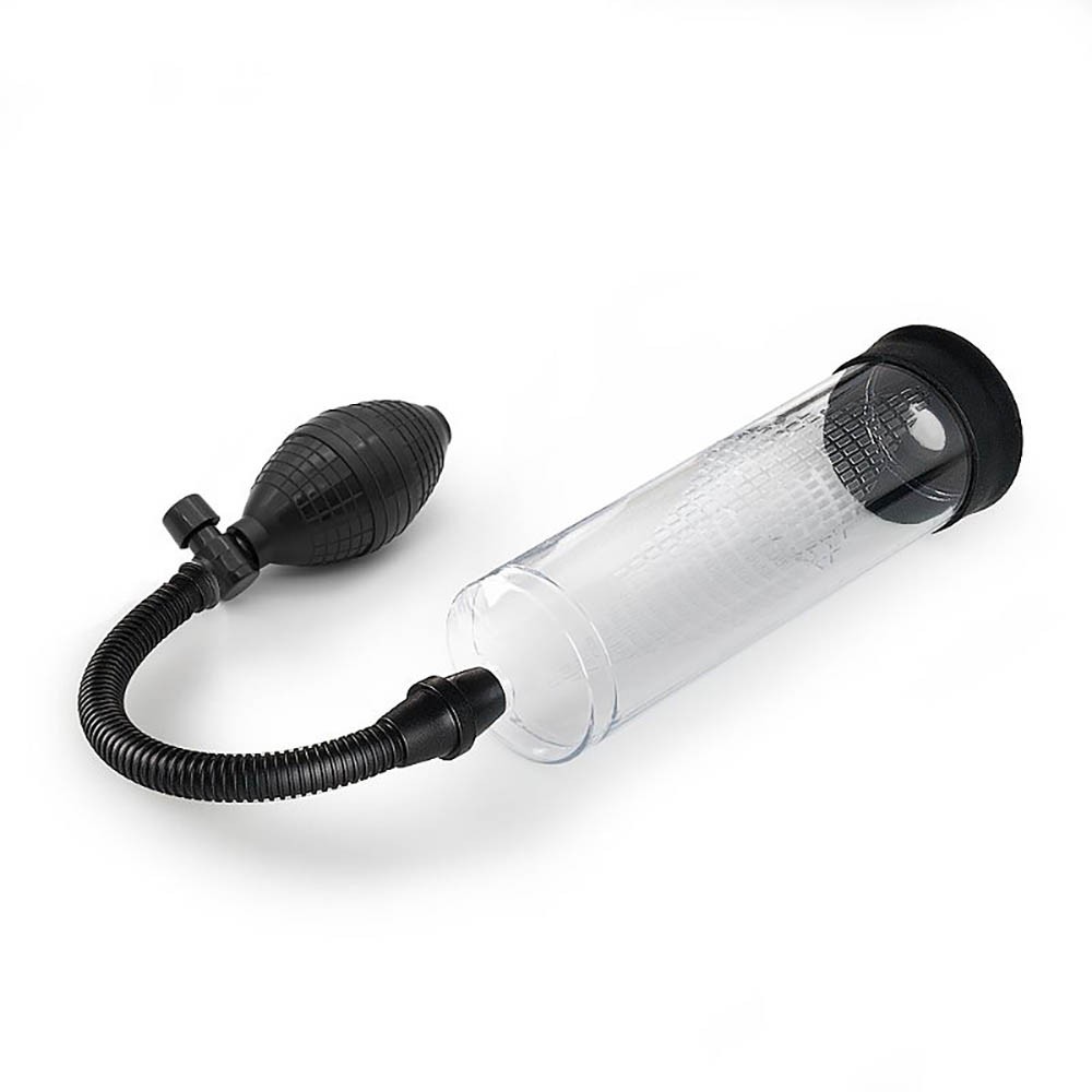 Bomba Peniana Manual de 20cm com Bocal de Silicone Transparente detalhe do bocal