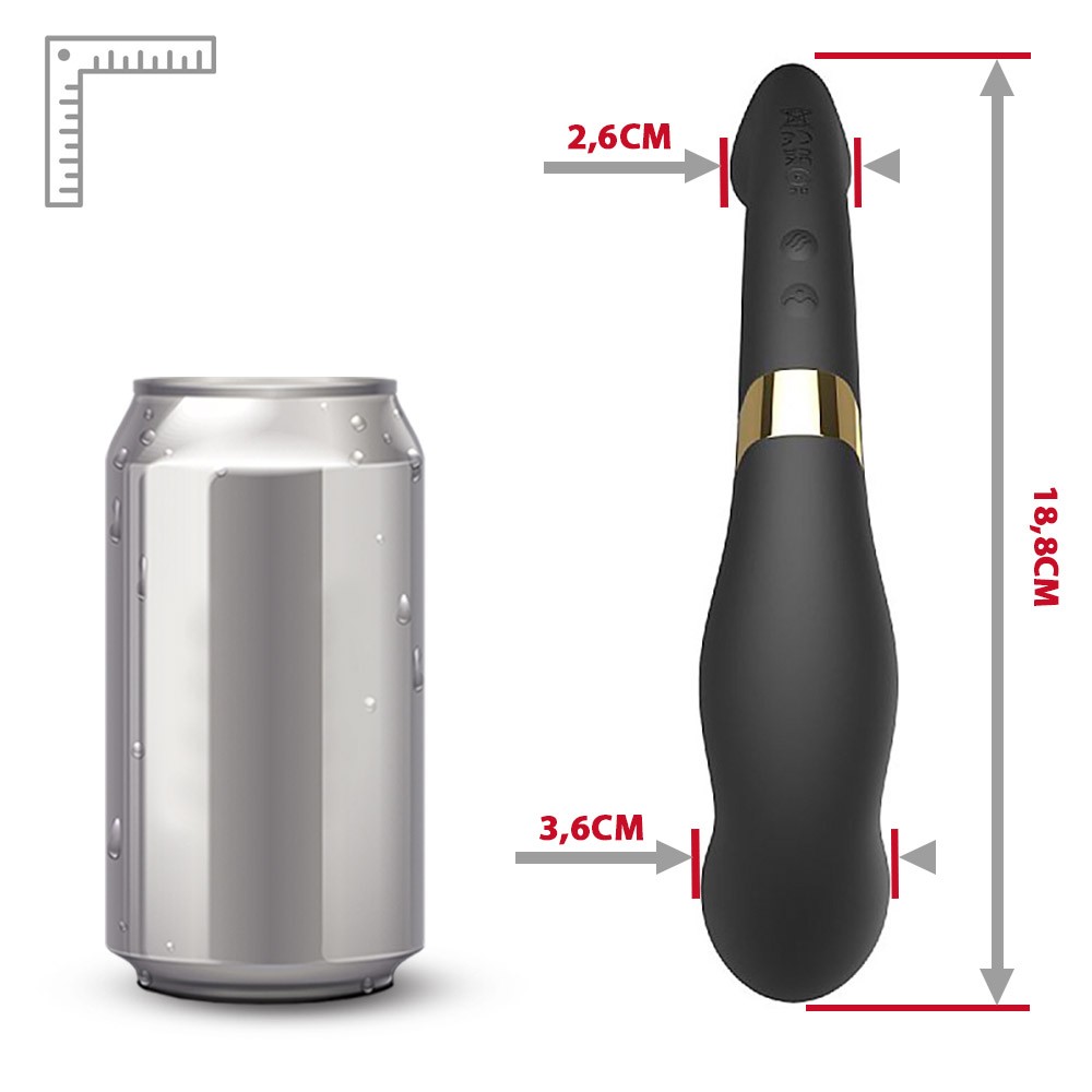 Vibrador Duplo Recarreg�vel em Silicone Max C Preto - Ponta Clitoriana com Textura Dedilhada