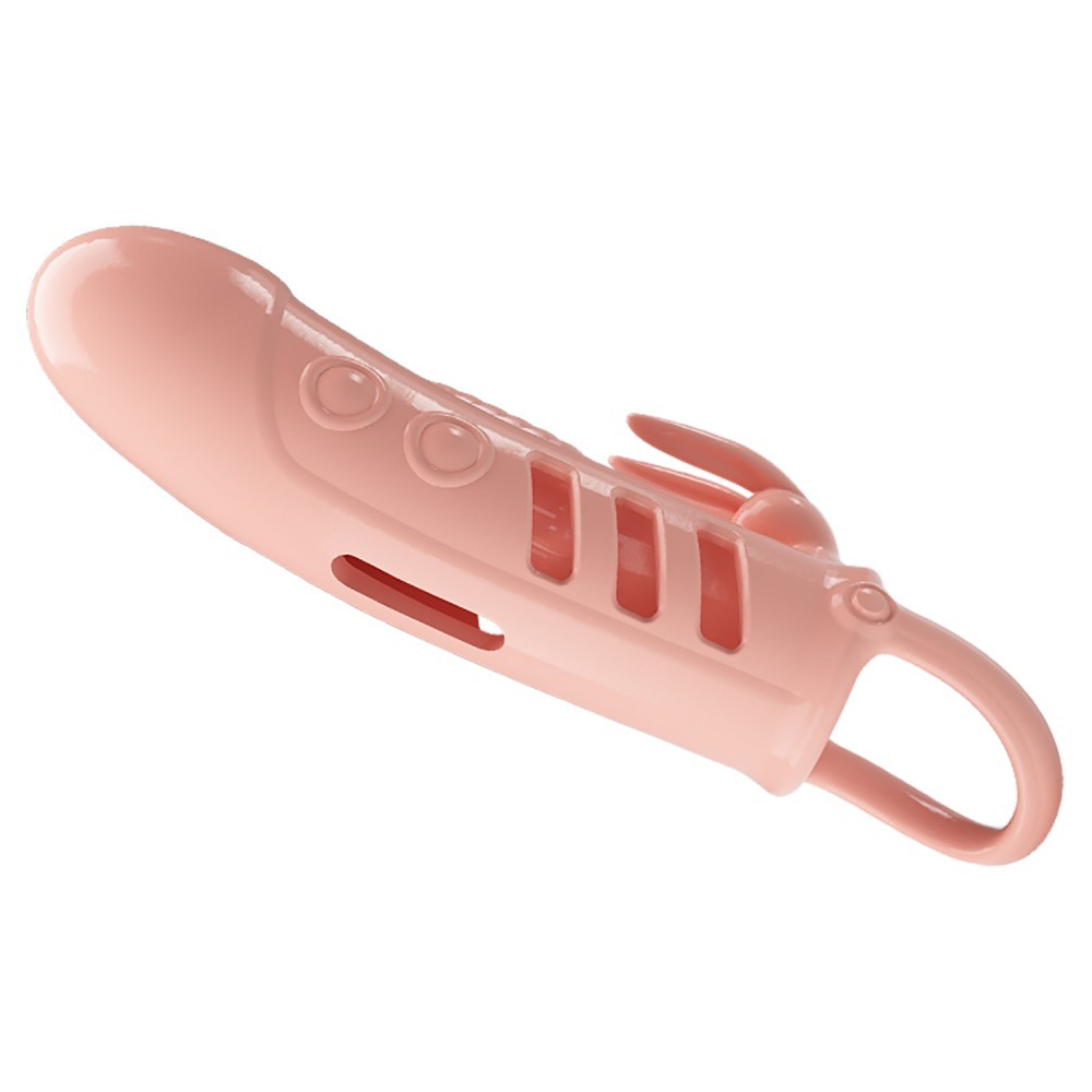 Capa Peniana com Vibrador em Silicone Anel Escrotal e Estimulador de Clit�ris 14,5 x 3,2 Sleeve Bege | Foto 03