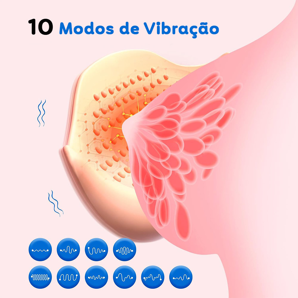 Representa��o dos 10 modos de vibra��o dispon�veis no estimulador de mamilo em silicone