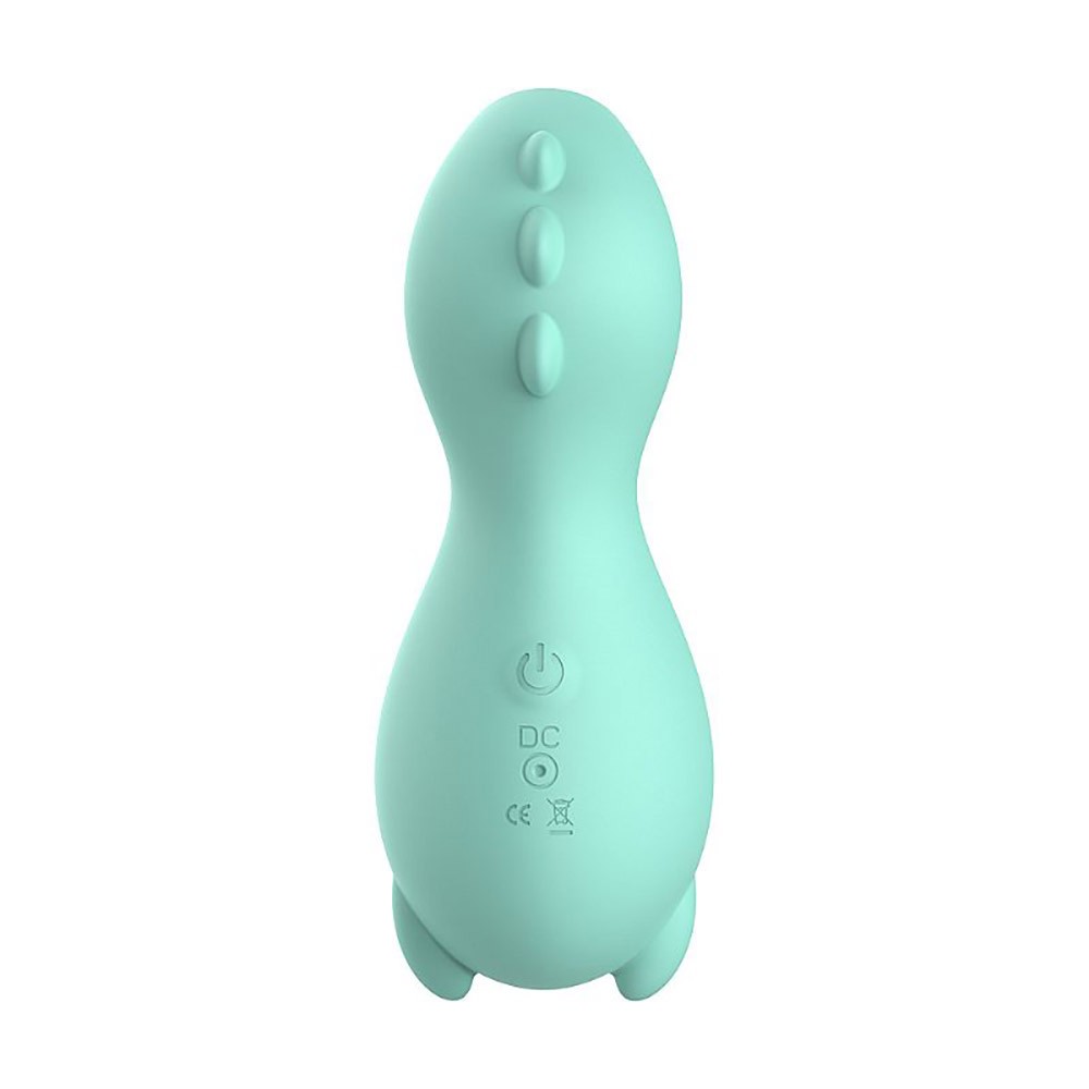 Pulsador de Clit�ris em Silicone Recarreg�vel com 7 Pulsa��es Cyan, vista lateral detalhando a curvatura ergon�mica.