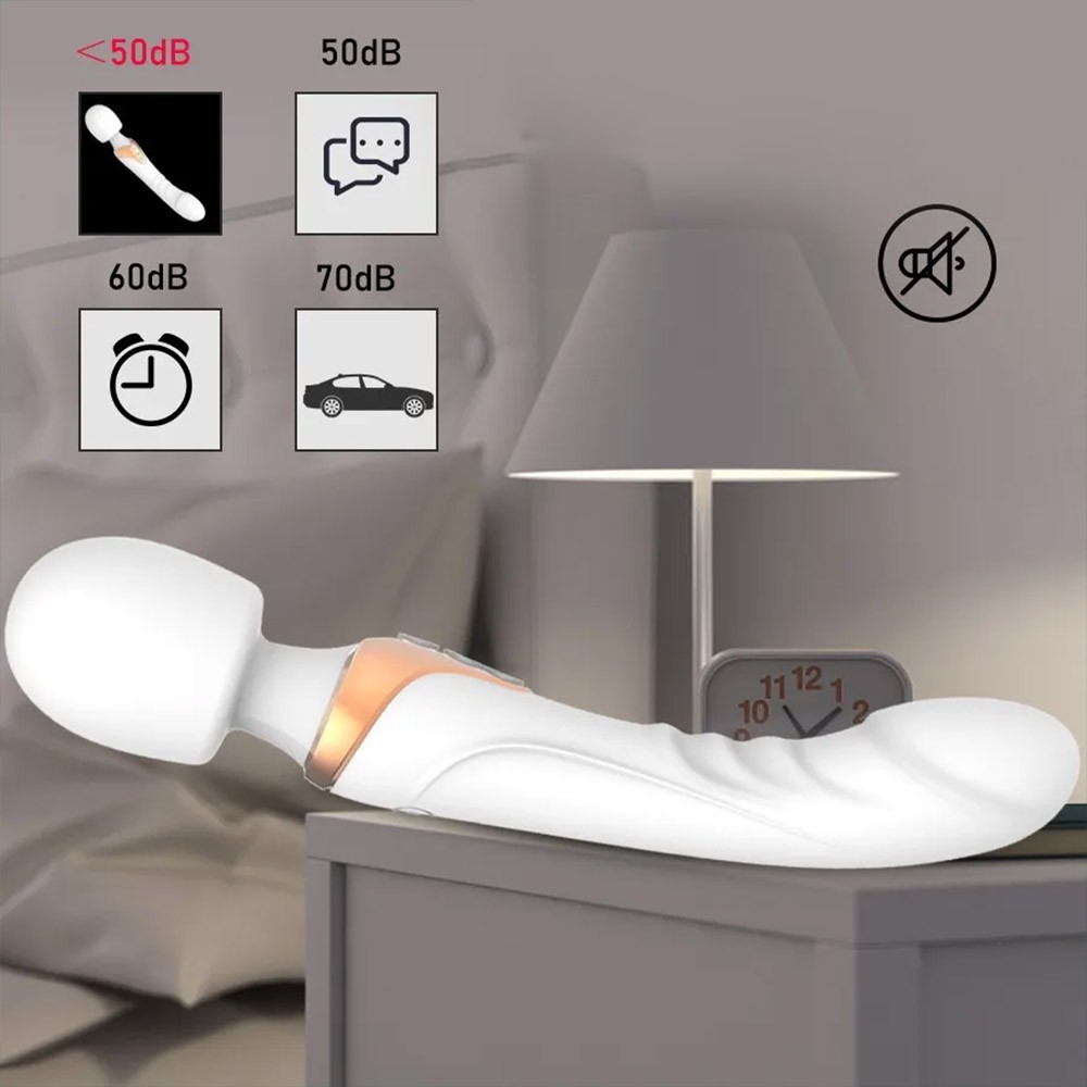Massageador Er�tico Flex�vel Recarreg�vel em Silicone 10 Vibra��es Formato de P�nis Long Branco - Vista lateral mostrando a curvatura ergon�mica
