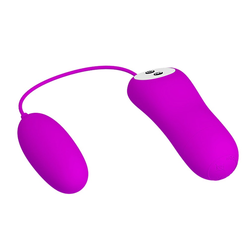Vibrador Bullet Eunice Pink e controle com fio, vista lateral com foco nos detalhes do design.