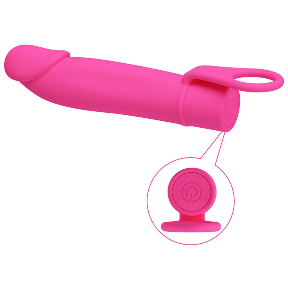 Caixa da Dedeira Estimuladora Xiuhcoatl Pink detalhando caracter�sticas como 10 modos de vibra��o e silicone