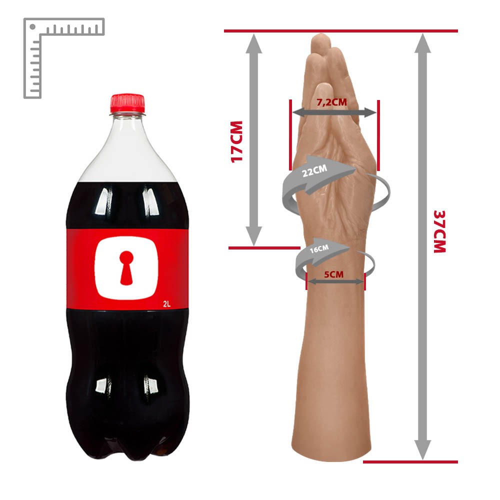 M�o Er�tica Real�stica Hand Finger Fisting Bege, close up dos detalhes do material e cor