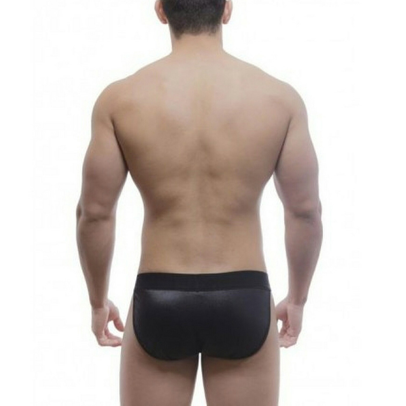 Cueca Sensual Slip Cirr� Preto, vista traseira do modelo no corpo, destacando o caimento do tecido cirr�