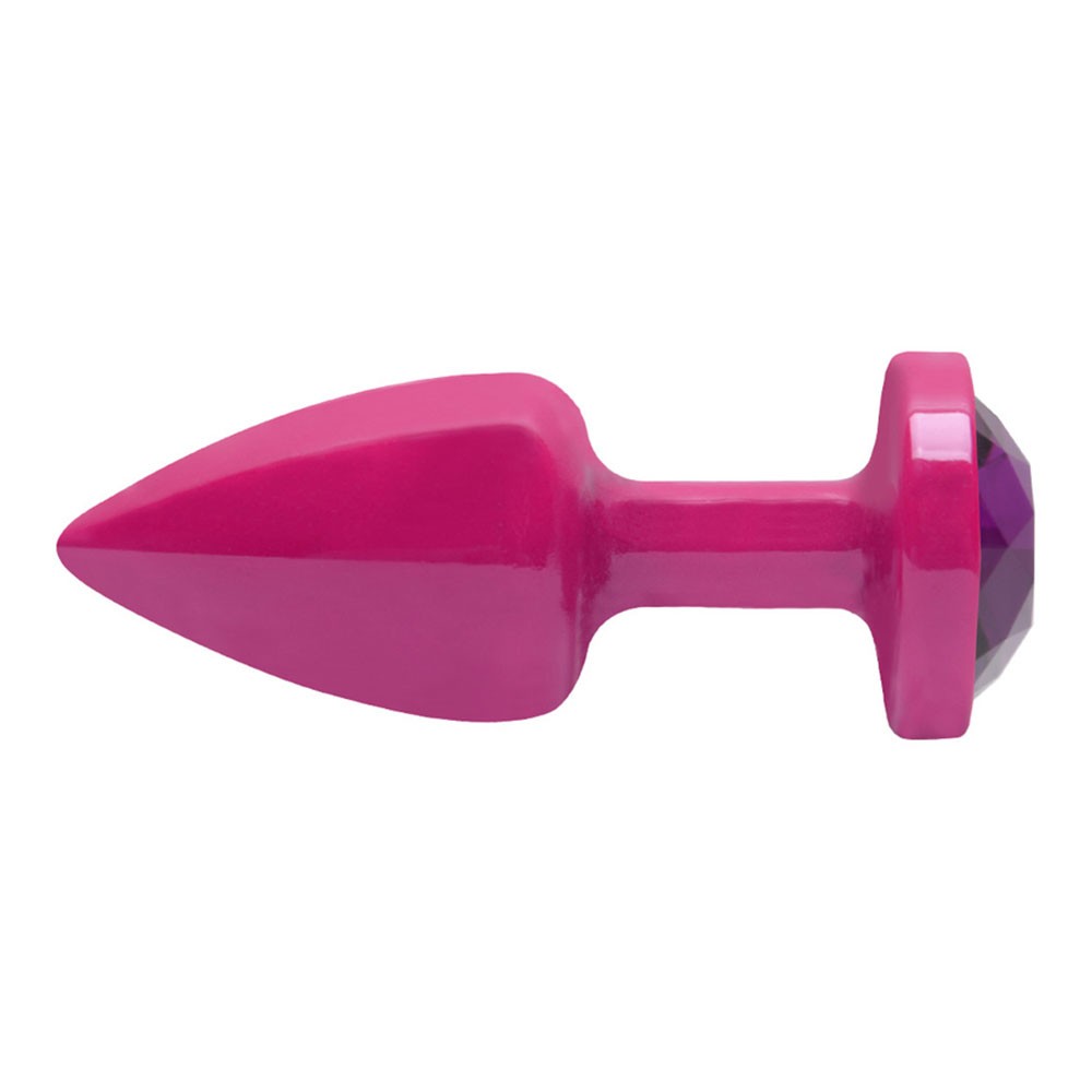 Plug Anal Joia em ABS Rosa Tamanho P com Pedra Roxa | Foto 04