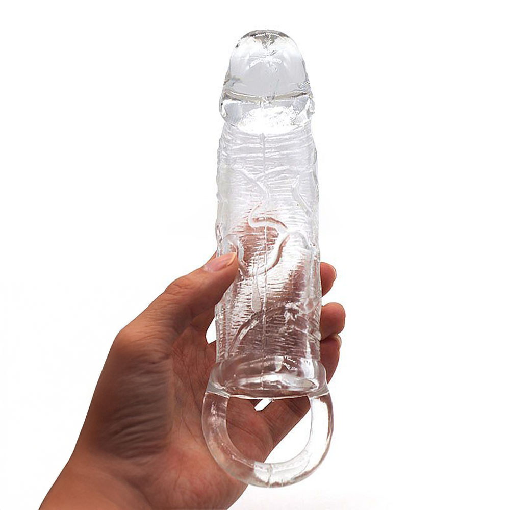 Capa Peniana Transparente em Jelly - Vista Interna mostrando o extensor