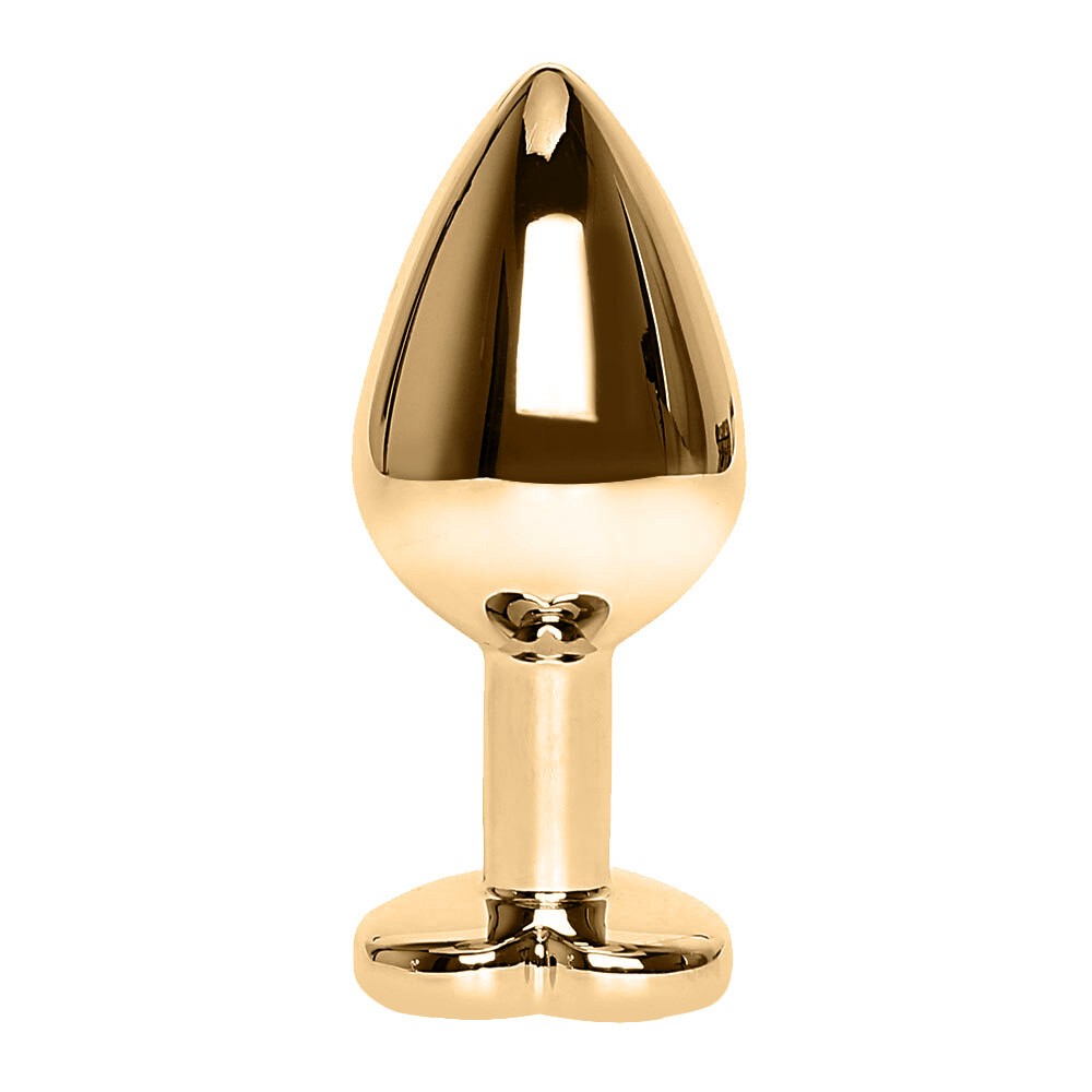 Detalhe do acabamento em a�o inox dourado do plug anal joia mostrando brilho met�lico premium e superf�cie lisa