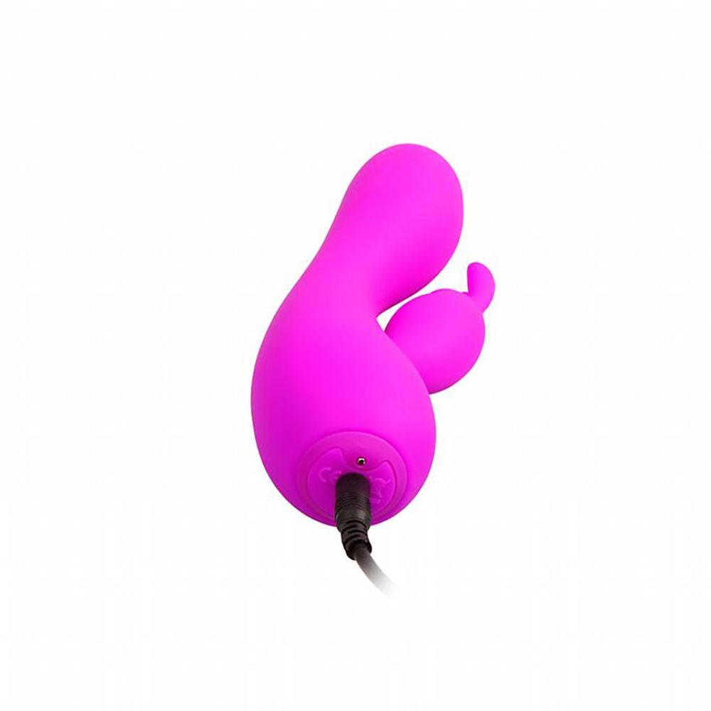 Vibrador duplo Stanley Pink em perspectiva que ressalta o design anat�mico e vibrante cor