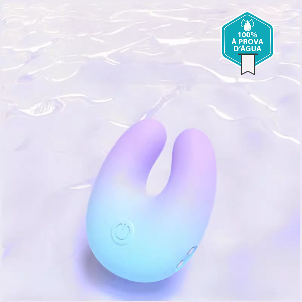 Vibrador para Clit�ris Recarreg�vel em Silicone 10 Vibra��es Cyan - � prova d'�gua, ideal para o banho