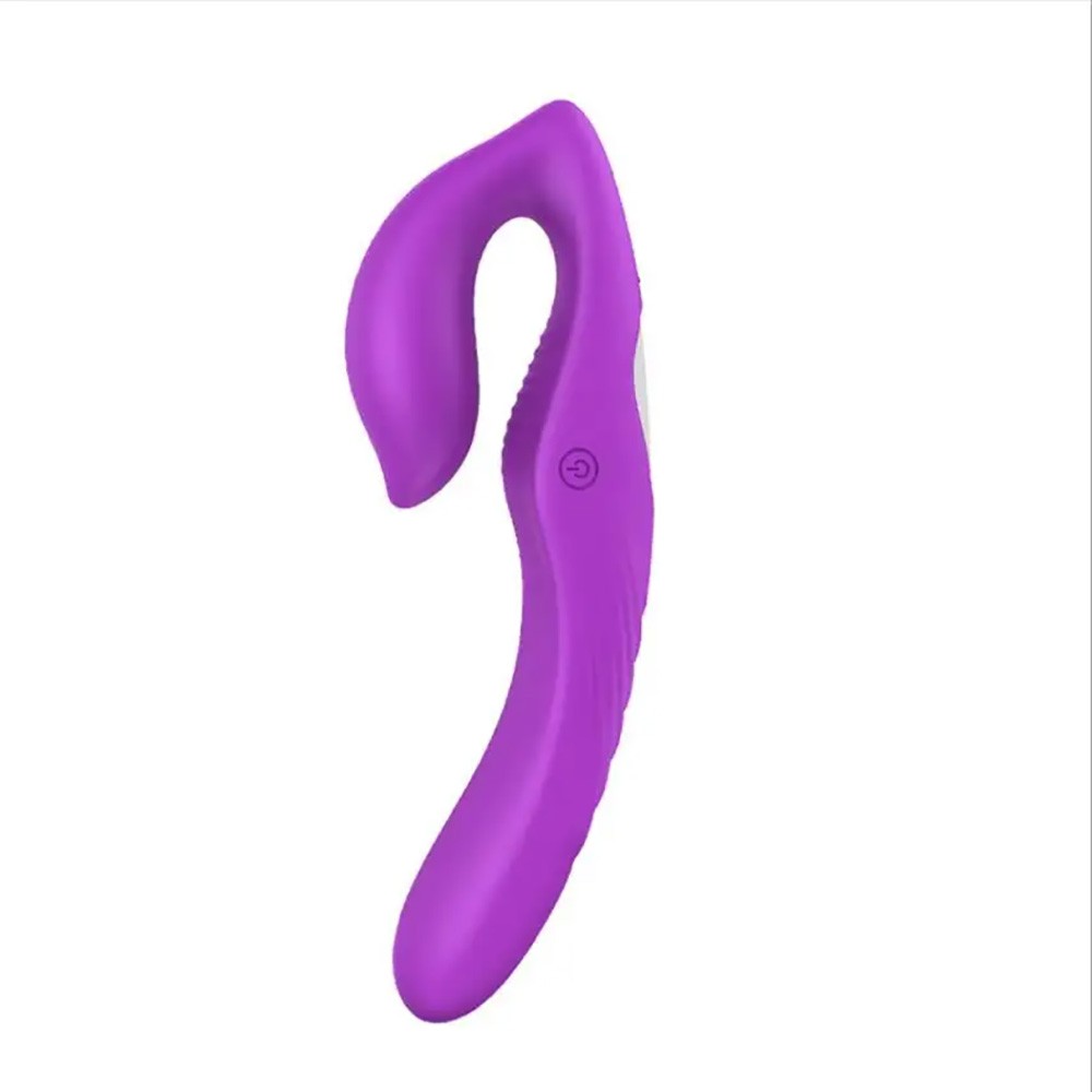 Cinta Peniana Nami Roxo - Vista lateral do vibrador, mostrando o design ergon�mico que se adapta ao corpo para estimula��o do ponto G e clit�ris. Roxo vibrante.