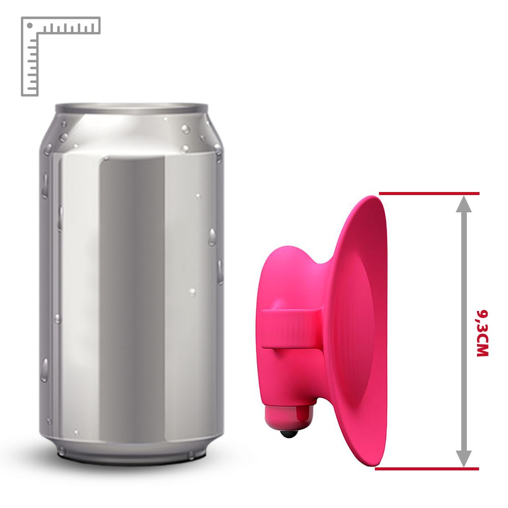 Dedeira Estimuladora Nelly Pink em close-up, destacando a superf�cie vibrat�ria e o bot�o de controle