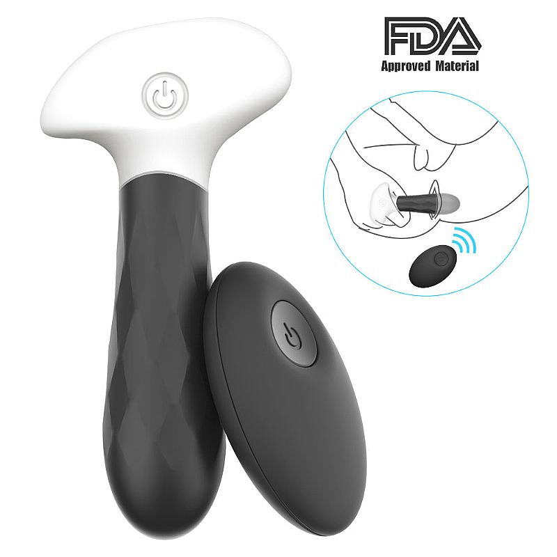 Estimulador de Pr�stata Recarreg�vel Dream D RCT Preto com controle remoto e diagrama de uso
