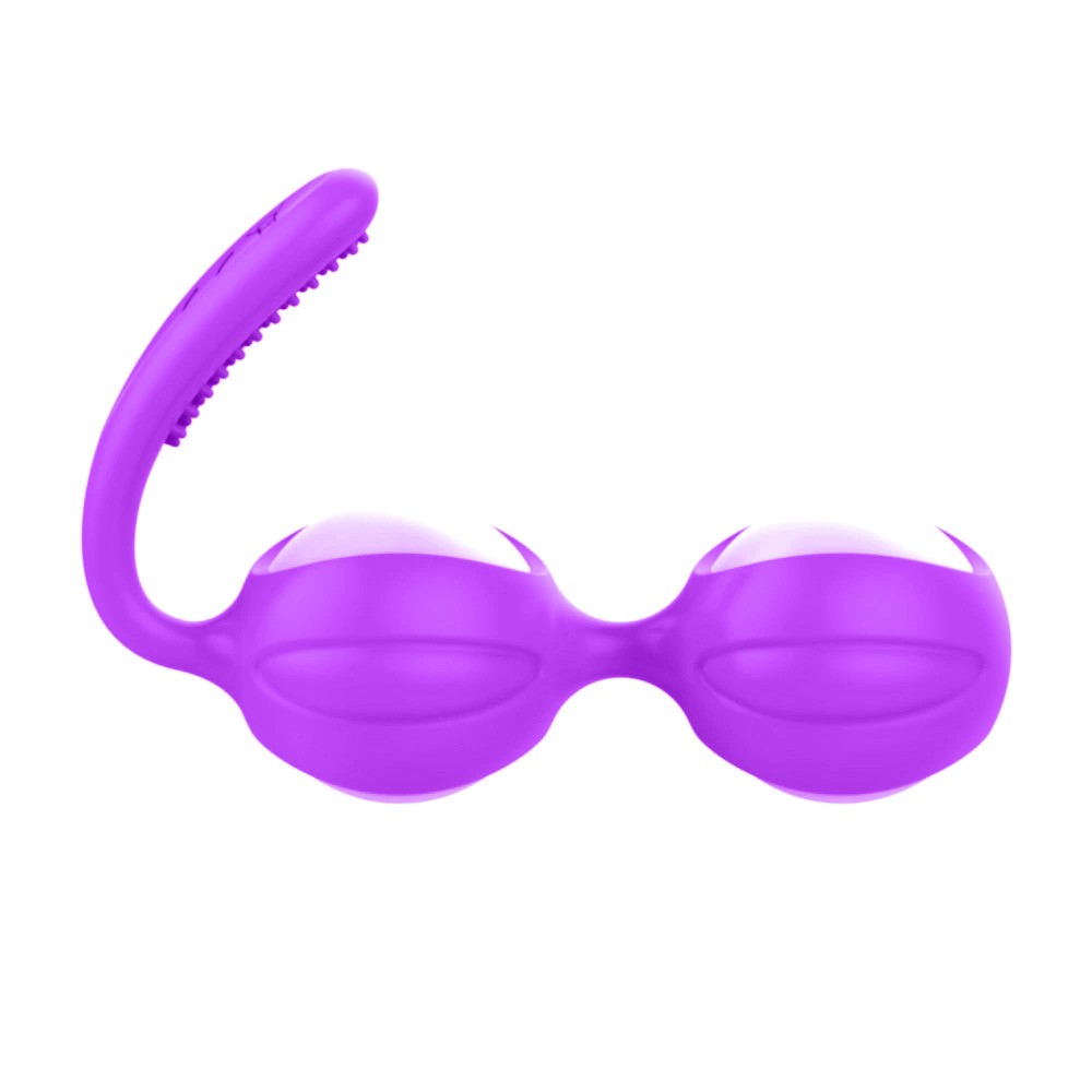 Bola de Pompoarismo em Silicone Recarreg�vel Roxo, vista interna do mecanismo de vibra��o e seu design seguro