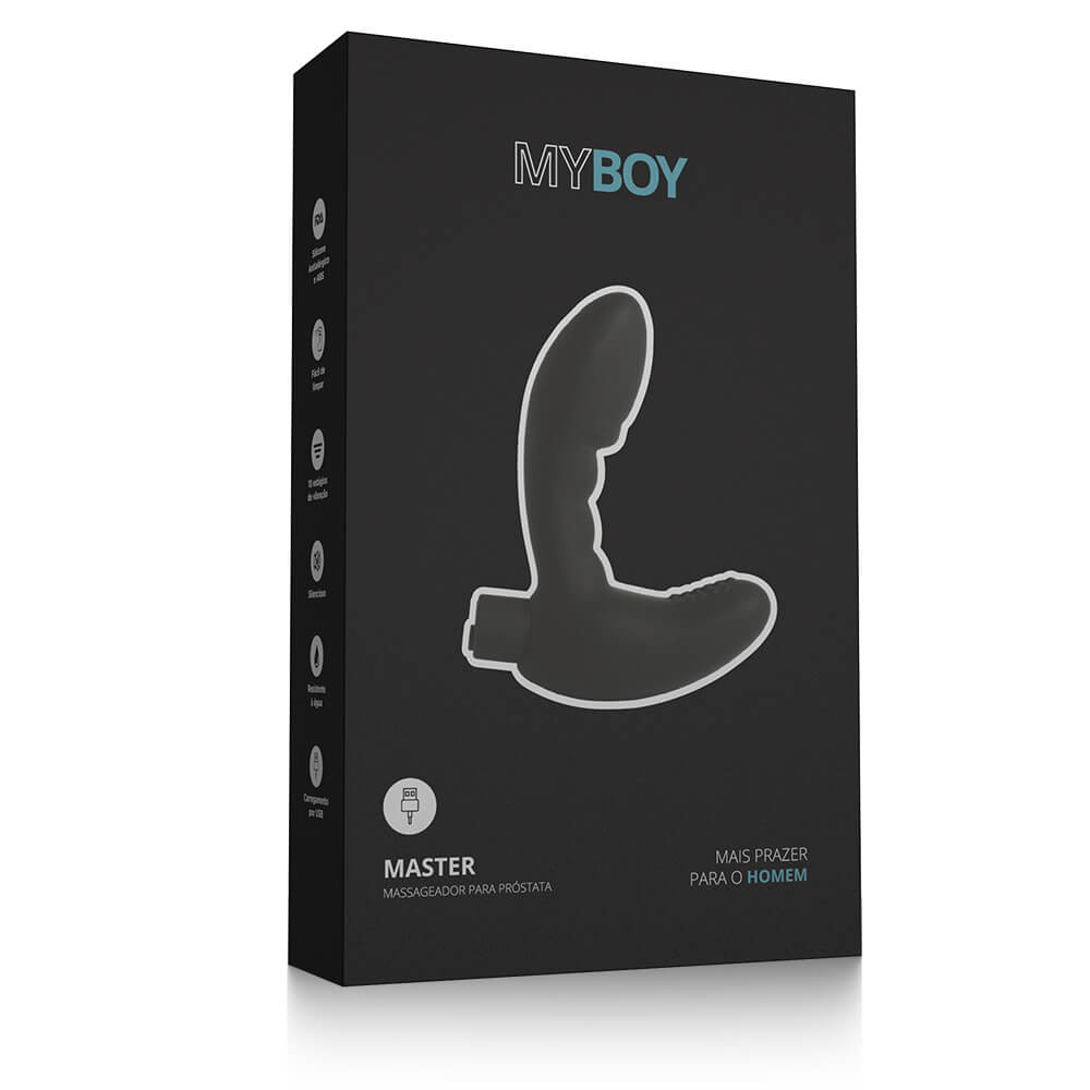 Estimulador de Pr�stata My Boy Master Preto - Detalhe das medidas do produto