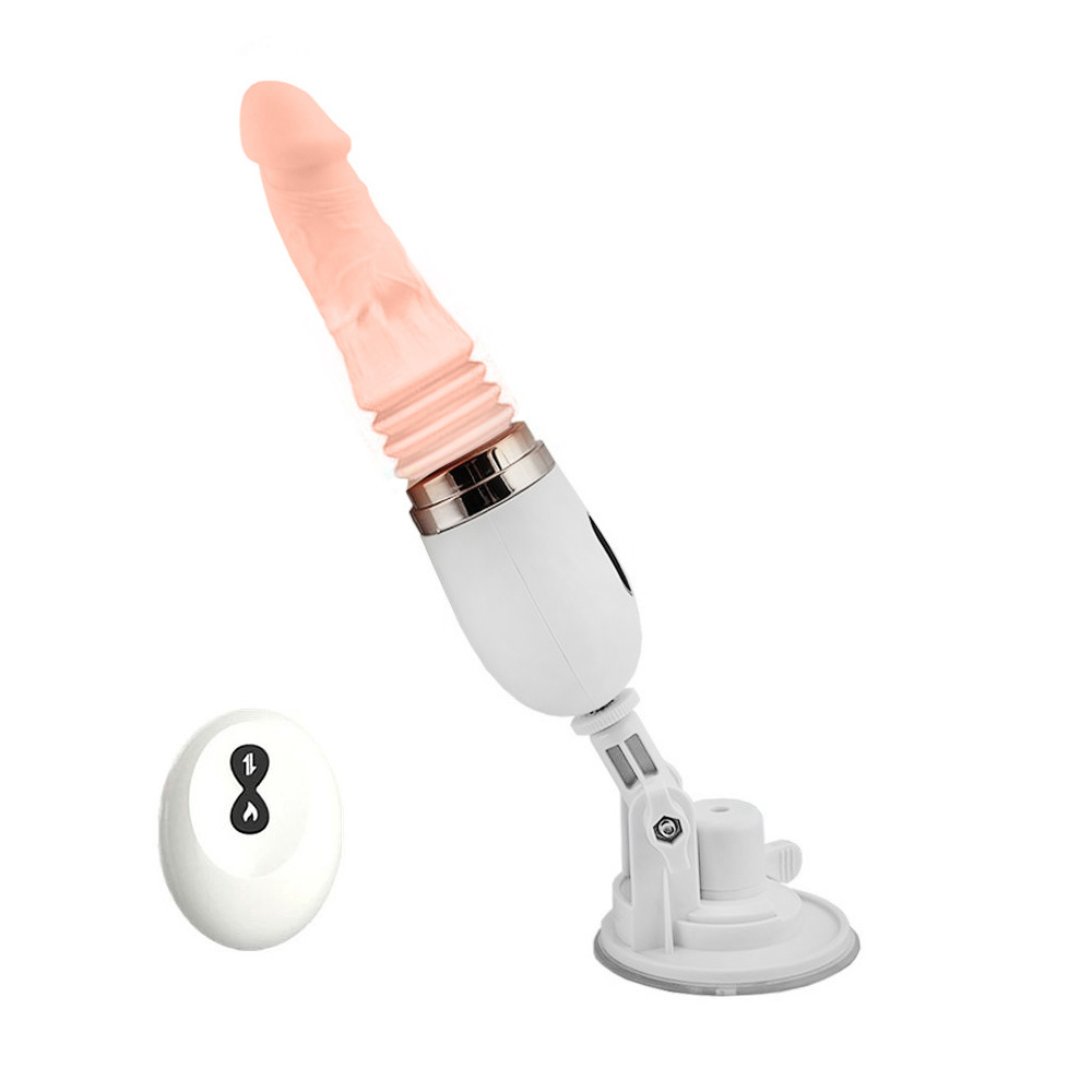 M�quina de Sexo Cyclone em silicone bege com controle sem fio, exibindo o design ergon�mico e o detalhe do controle