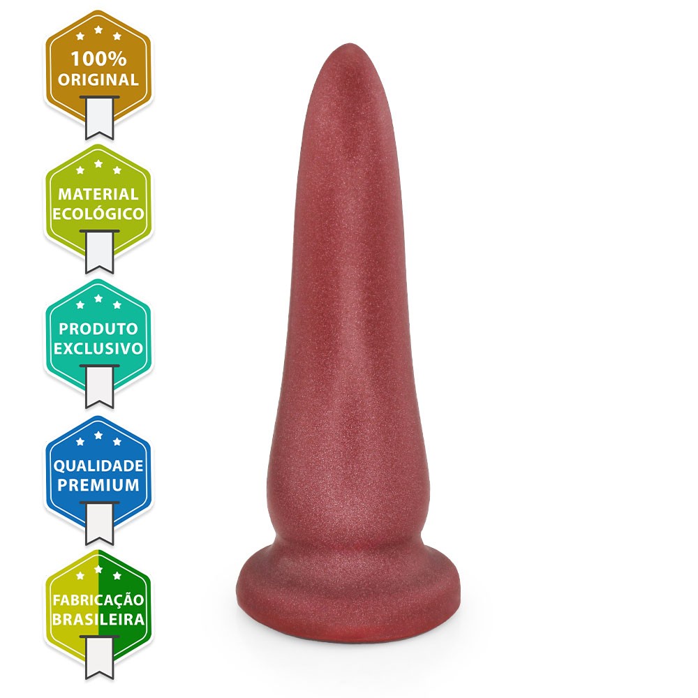 Plug Anal Grande Tongue vermelho em vista frontal, exibindo o material flex�vel e a cor vibrante