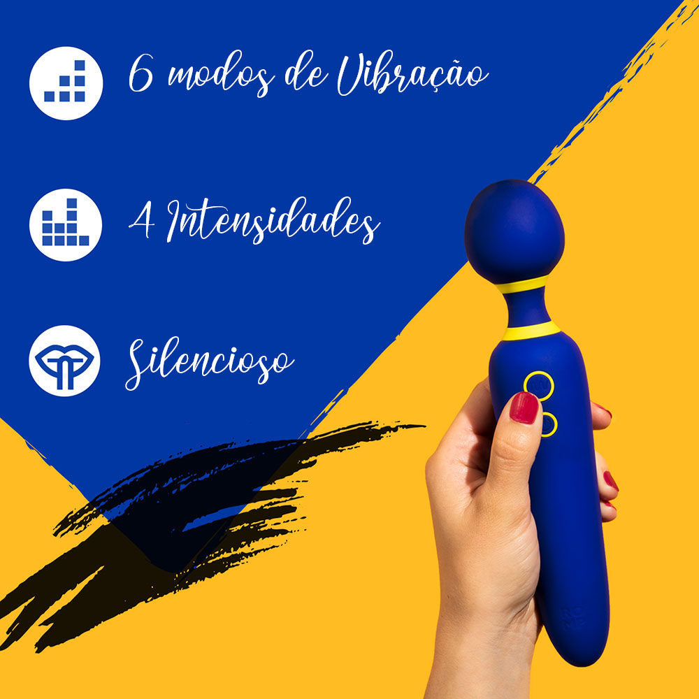 Massageador Er�tico Recarreg�vel em Silicone Flip Azul com foco nos bot�es de controle