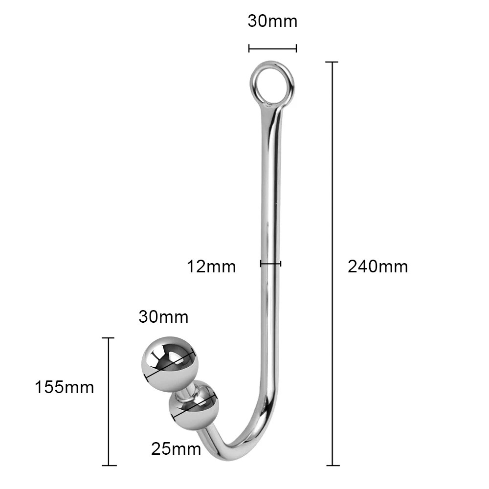 Detalhe da ponta mais fina do plug anal gancho, projetada para uma inser��o inicial mais confort�vel e segura.