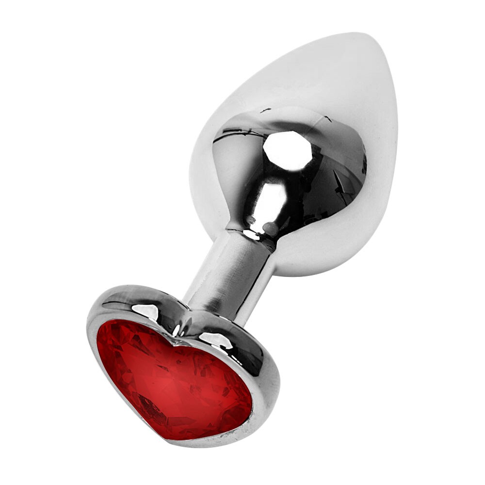 vista lateral do plug anal joia em ABS prata evidenciando formato anatomico em gota e proporcao equilibrada