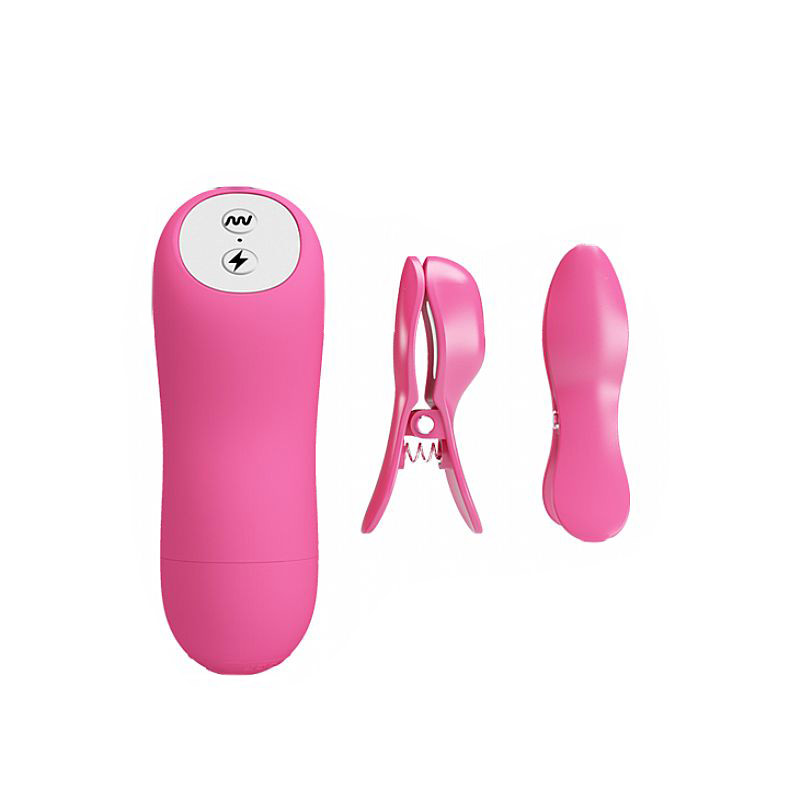 Prendedor de Mamilo com Choque Romantic Pink e o controlador