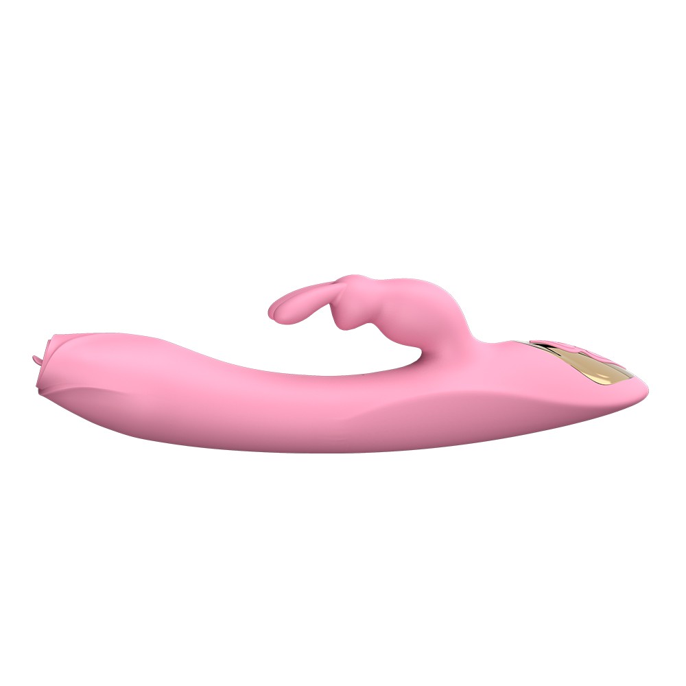 Vibrador Duplo em Silicone Recarreg�vel com Aquecimento 7 Modos de Vibra��o Rosa - Detalhe da ponta
