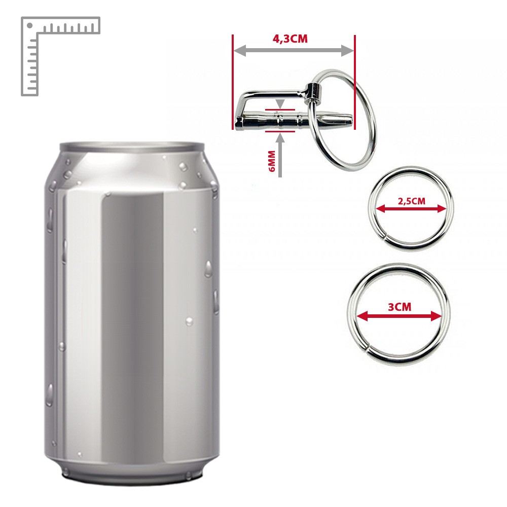 Close-up do penetrador de uretra de a�o inox, com detalhe do anel para glande e a ponta de inser��o
