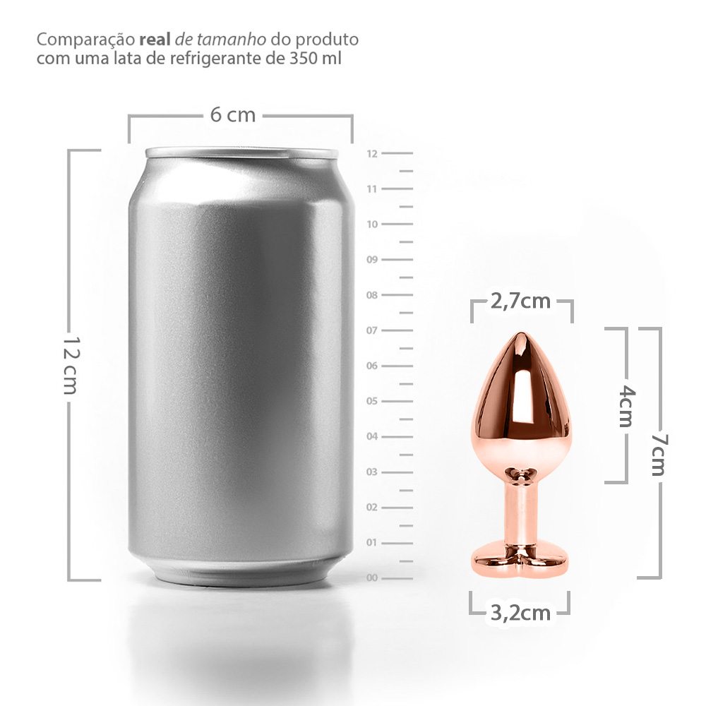 close na ponta anat�mica do plug anal joia rose com cristal laranja para inser��o suave e segura
