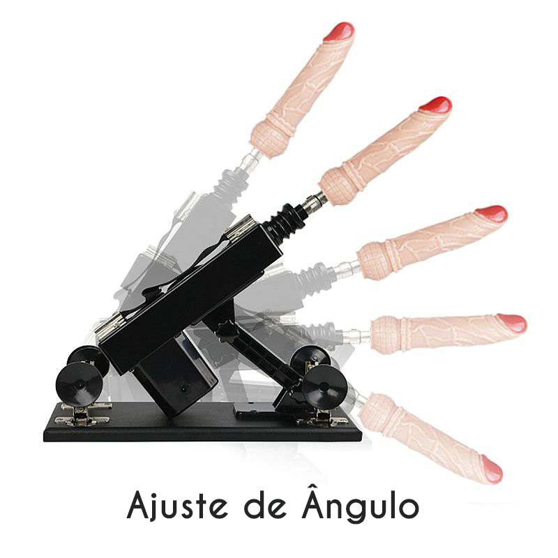 M�quina de Sexo Powerful Driving II em silicone bege, sequ�ncia de movimentos em diferentes �ngulos para ilustra��o de uso