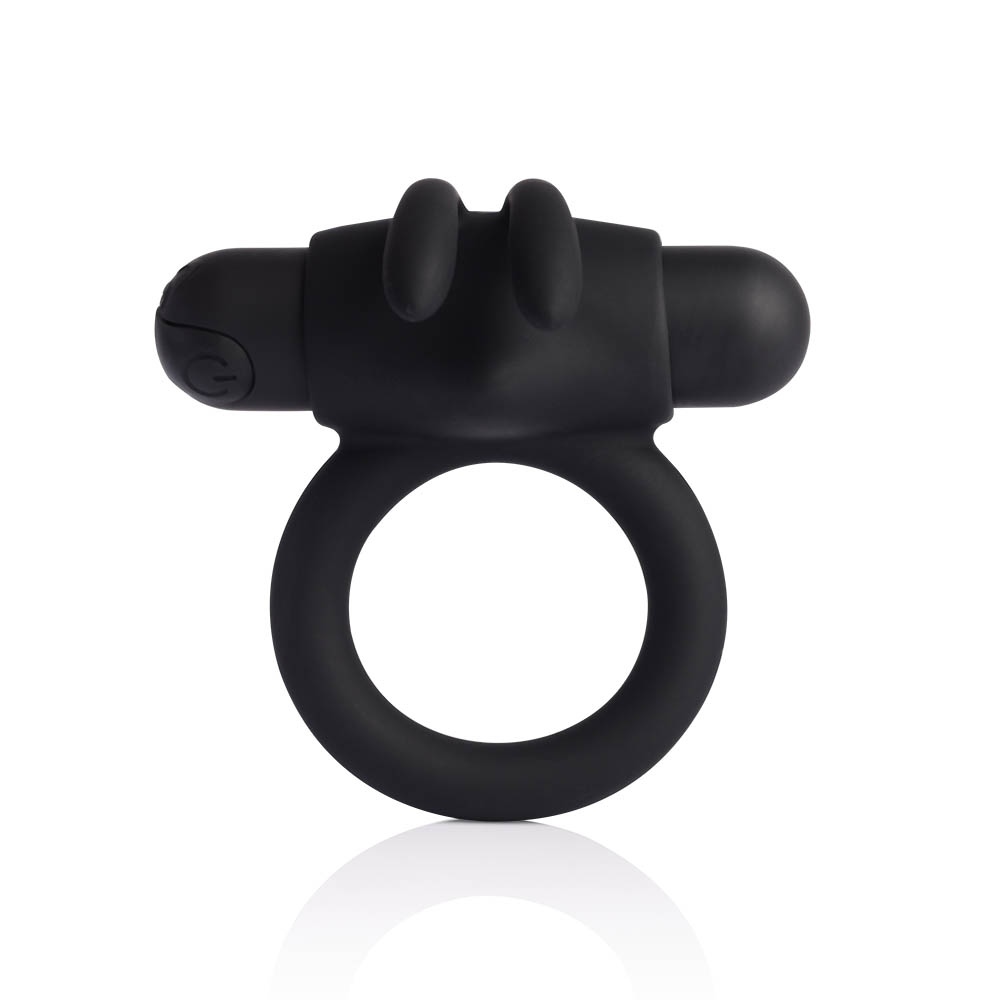 Anel Peniano Recarreg�vel Jef Preto em vista superior, mostrando o design do motor vibrat�rio e os bot�es de controle
