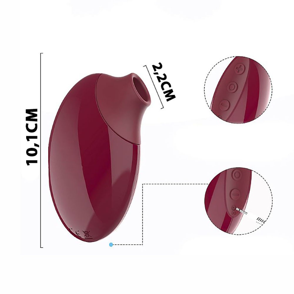 Pulsador de Clit�ris Recarreg�vel Ruby Vinho em uma vis�o lateral, real�ando o design ergon�mico e o corpo em ABS