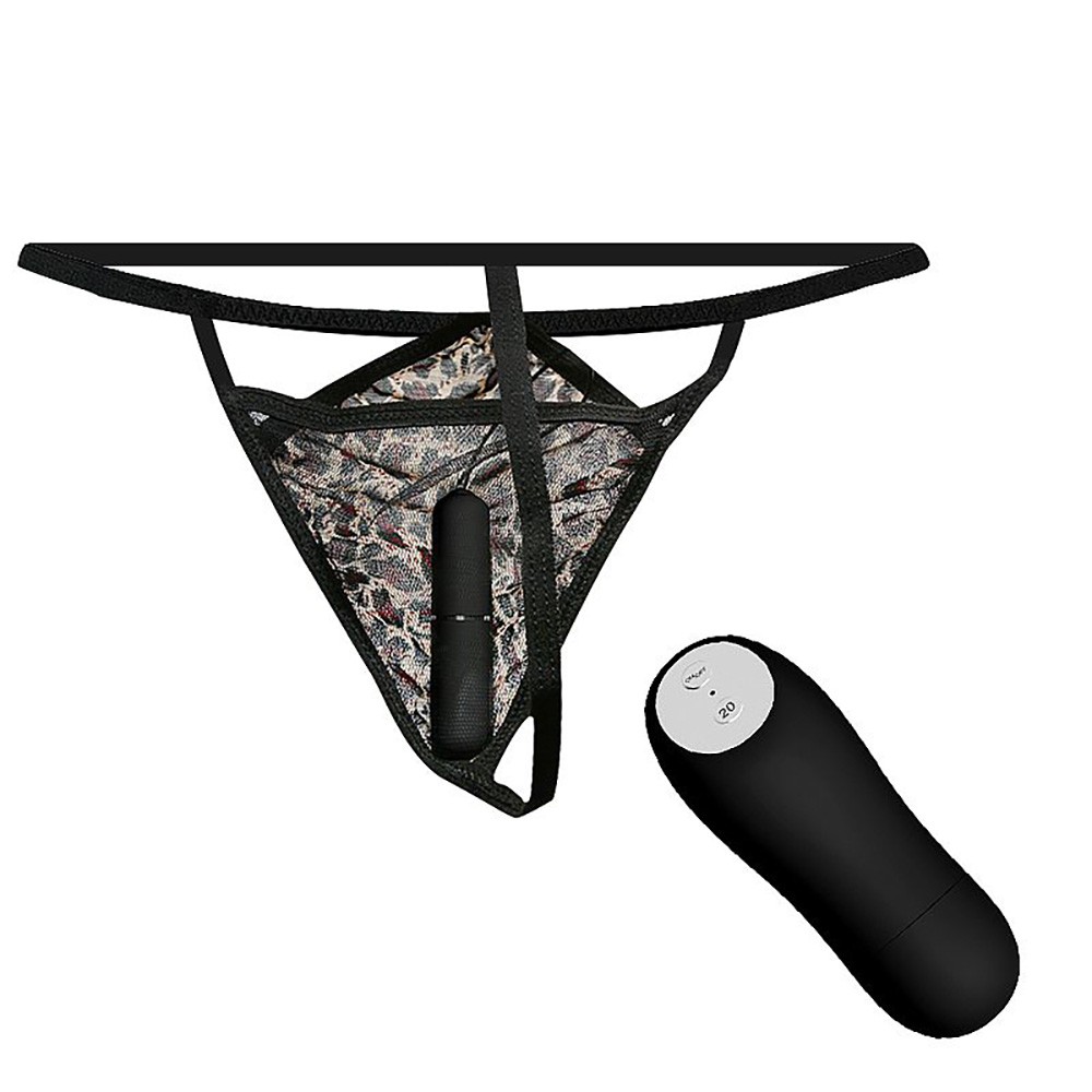 Calcinha vibrat�ria preta Wild Butterfly em vista frontal com vibrador bullet posicionado, ao lado do controle sem fio
