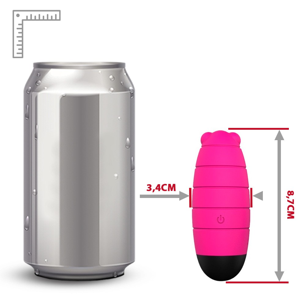 Vibrador Bullet em Silicone Recarregavel 9 Modos de Vibracao Baby Bee Pink em close da ponta, destacando as 'orelhas' para estimulacao extra