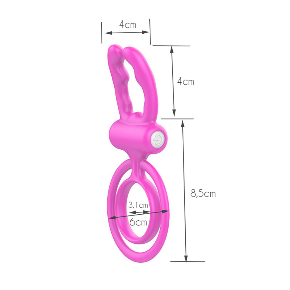 Anel Peniano em Silicone com Argola Testicular com Vibra��o Rosa - detalhe da textura do silicone
