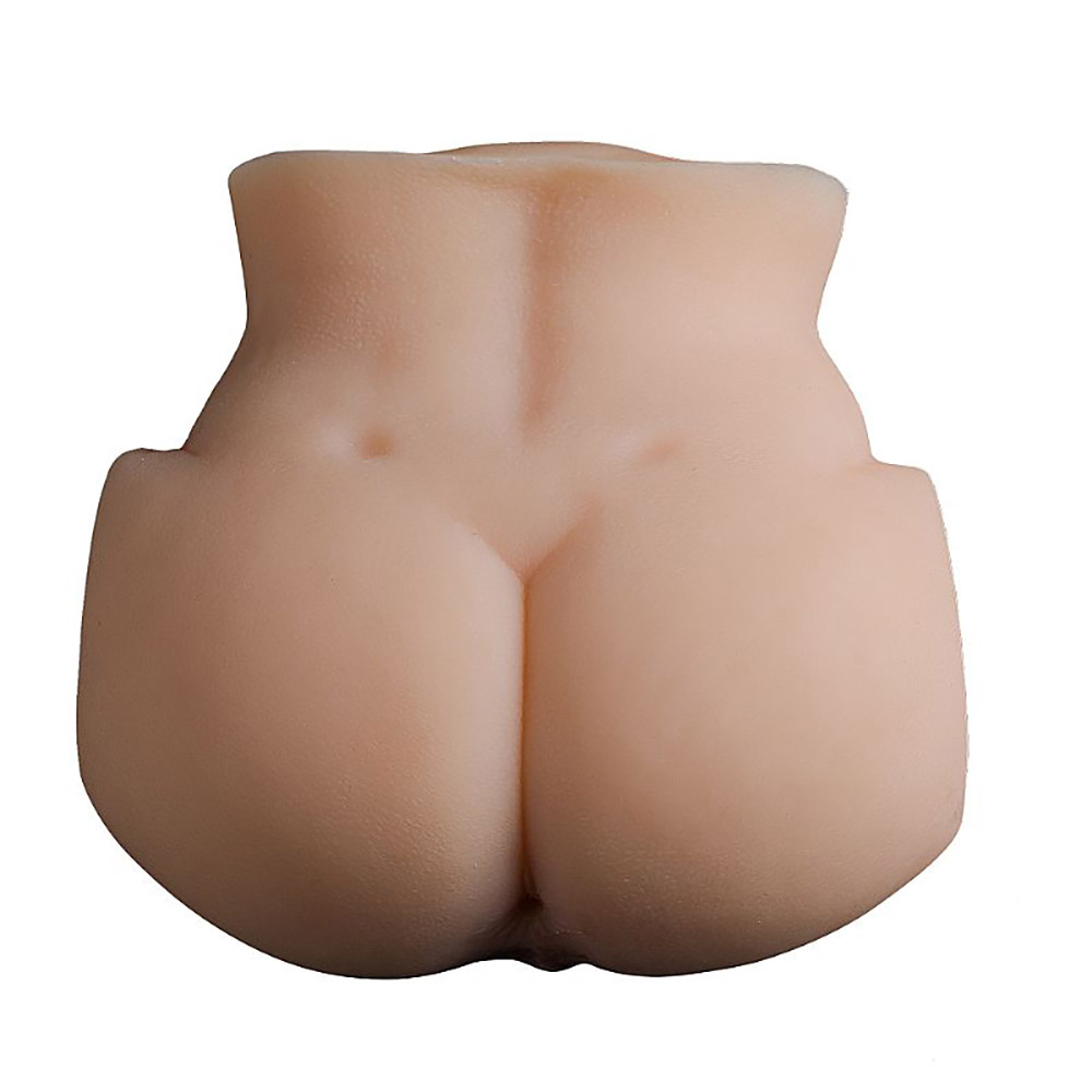 Masturbador Vagina e �nus em Cyberskin na cor bege, close-up na entrada vaginal destacando os detalhes internos e o realismo