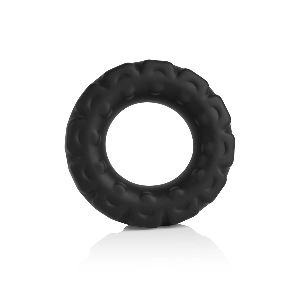 Anel Peniano em Silicone Zero Preto visto de frente, mostrando o anel com textura em relevo