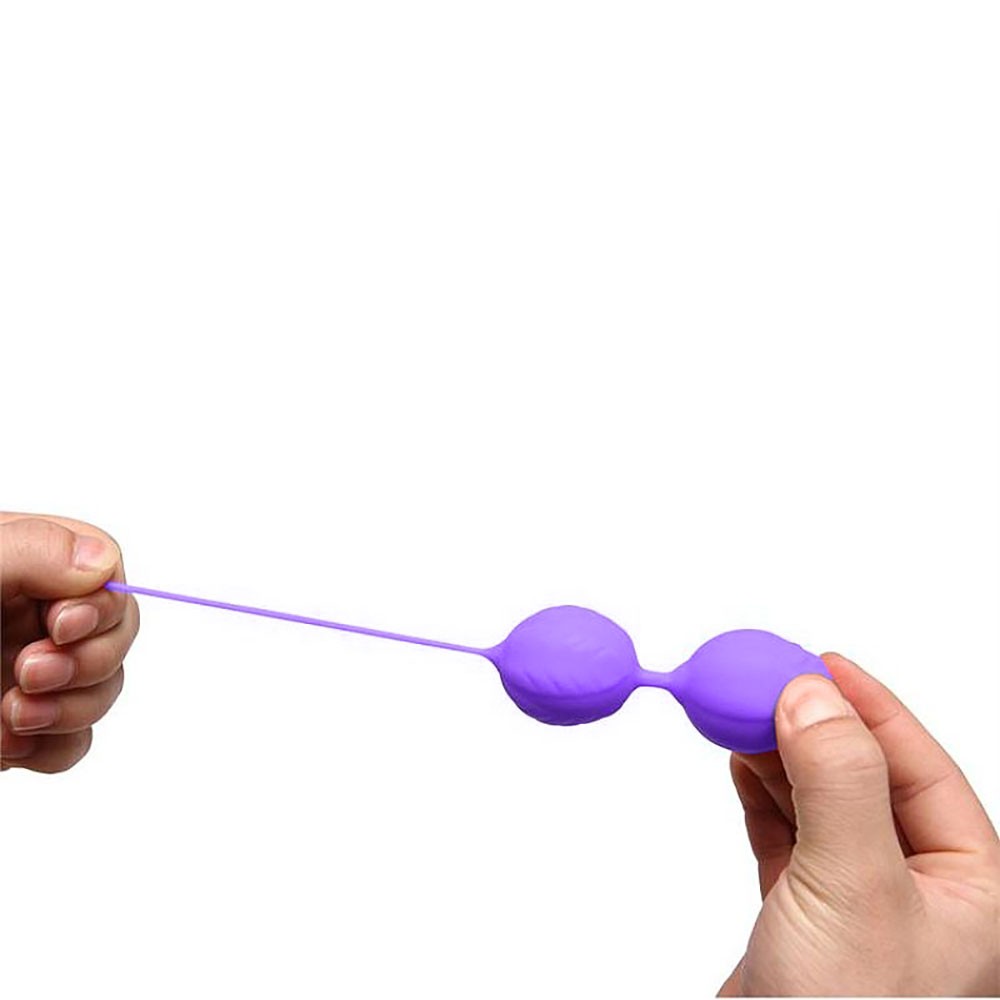 Bolas BenWa para Pompoarismo em Silicone e ABS Roxo sobre caixa do produto, destacando cor roxa