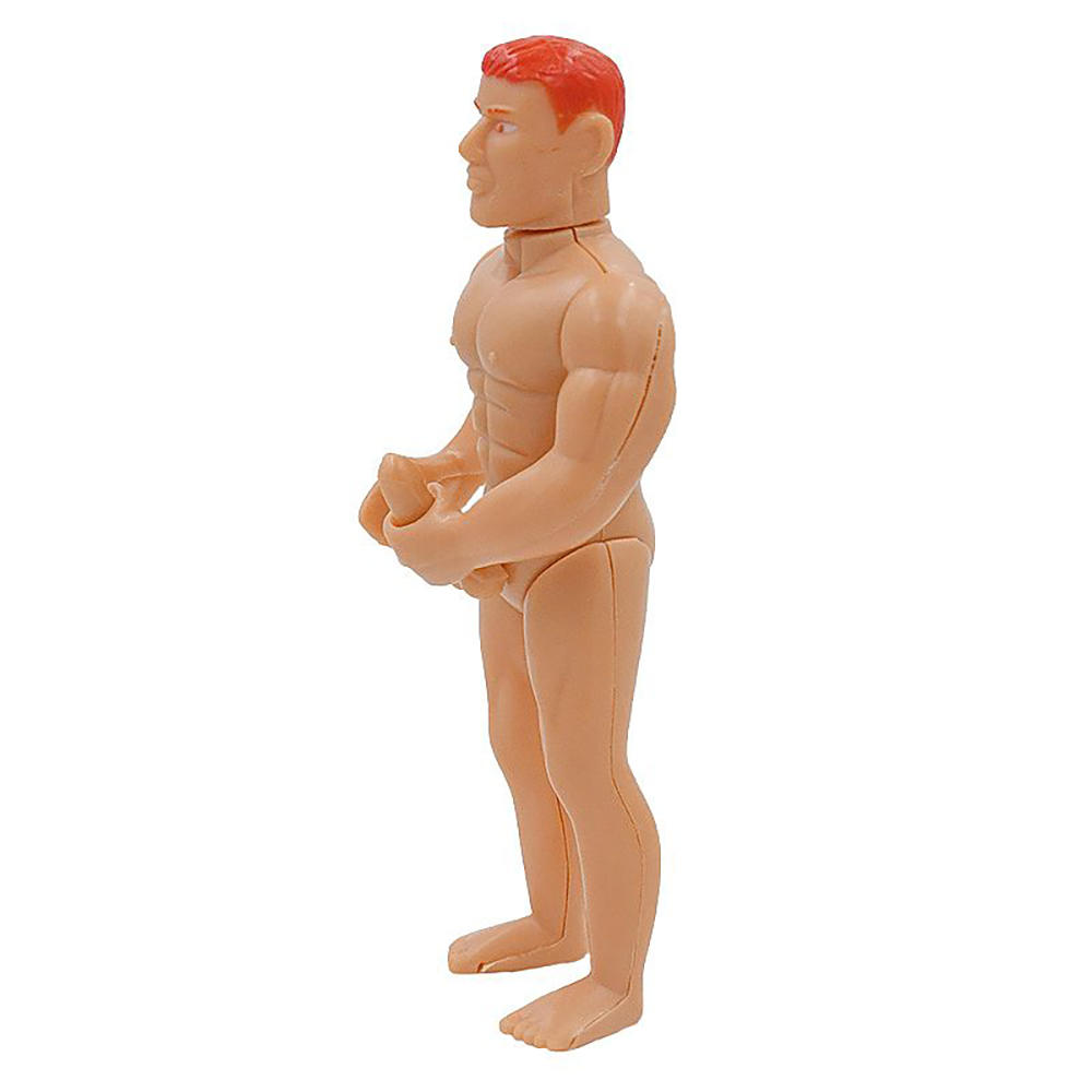 Boneco Macho Man � Corda em perfil, mostrando o design musculoso e a cor bege, pronto para a brincadeira