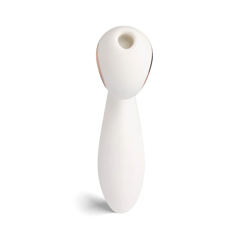 Vibrador Feminino My Moment em Silicone Branco em vista frontal, exibindo a abertura para suc��o do clit�ris.