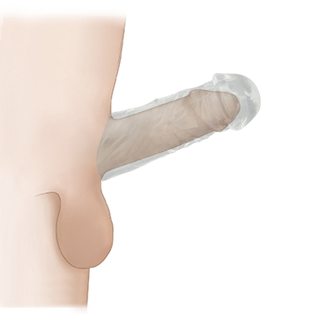Capa Peniana sem Vibrador em Jelly Fum� exibida para ressaltar a espessura de 3,3cm e o aumento de volume que proporciona
